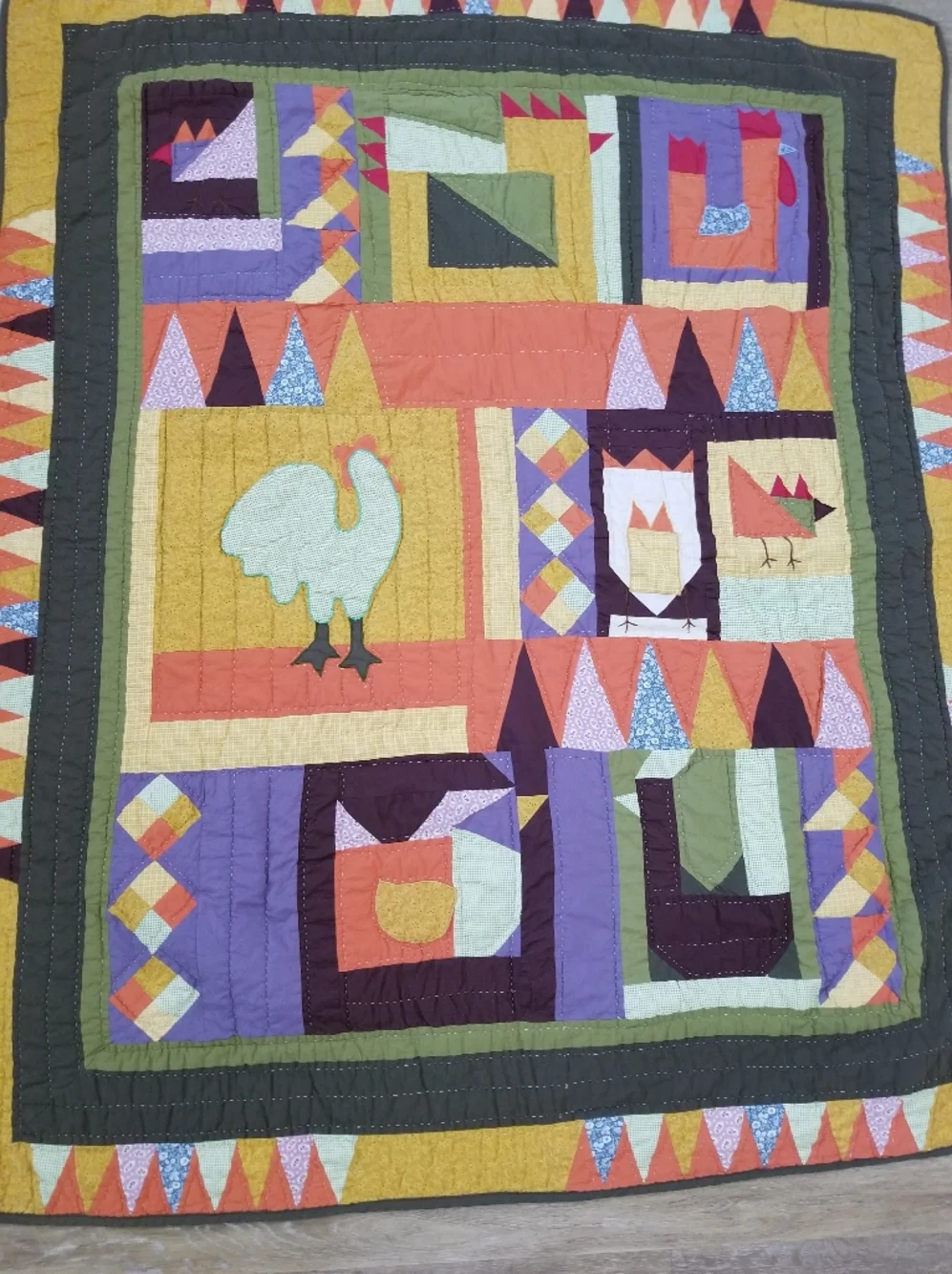 Vintage American Pacific Quilt Throw Blanket Limited Edition Country Chicken